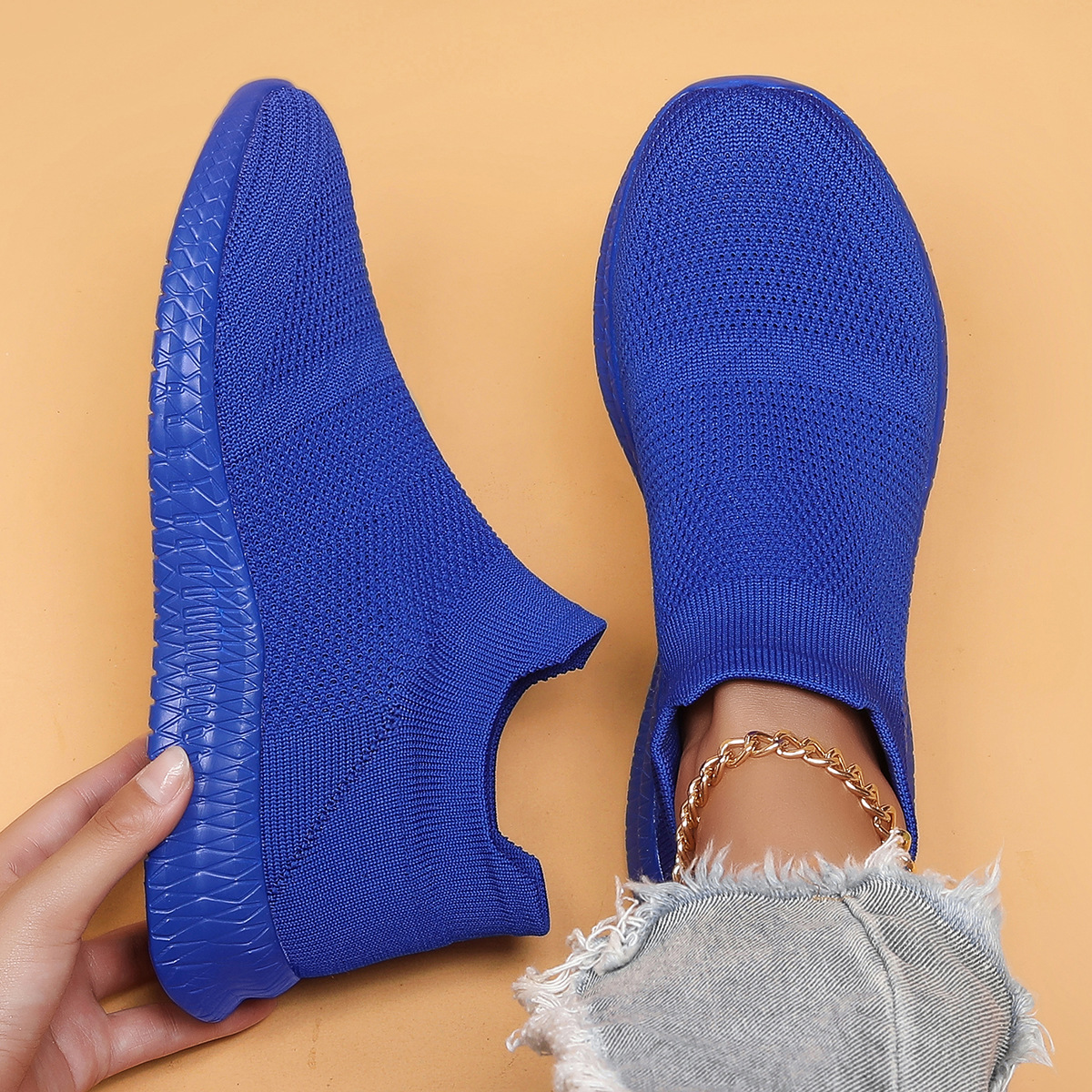 Plus Size Sports Men's Shoes Breathable Flyknit Casual foto 3