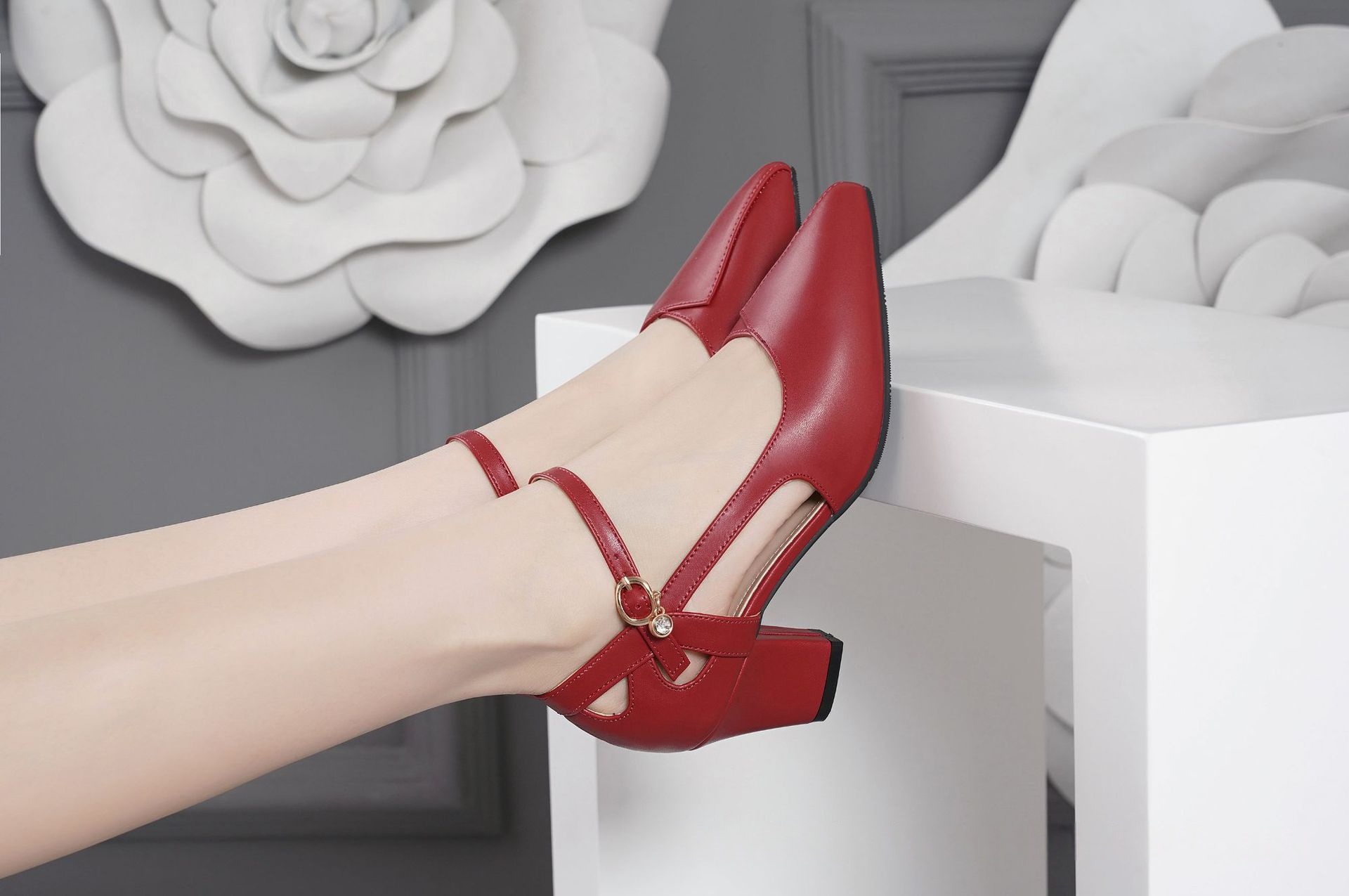 Women's Chunky-heel Casual Pointed-toe High Heels foto 3