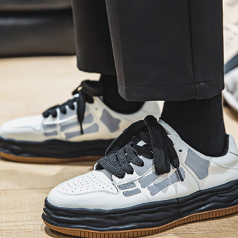 Reflective Bone Retro Platform Sneakers Men foto 4