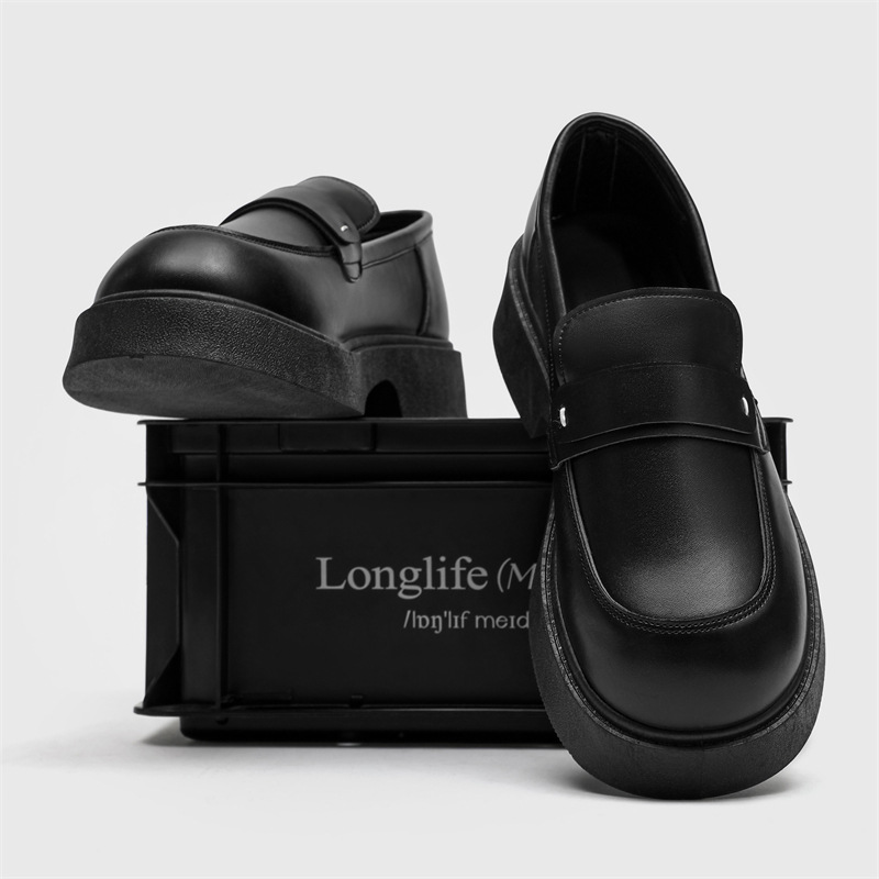 Niche High-grade Casual Men's Thick-soled British Leather Shoes foto 4