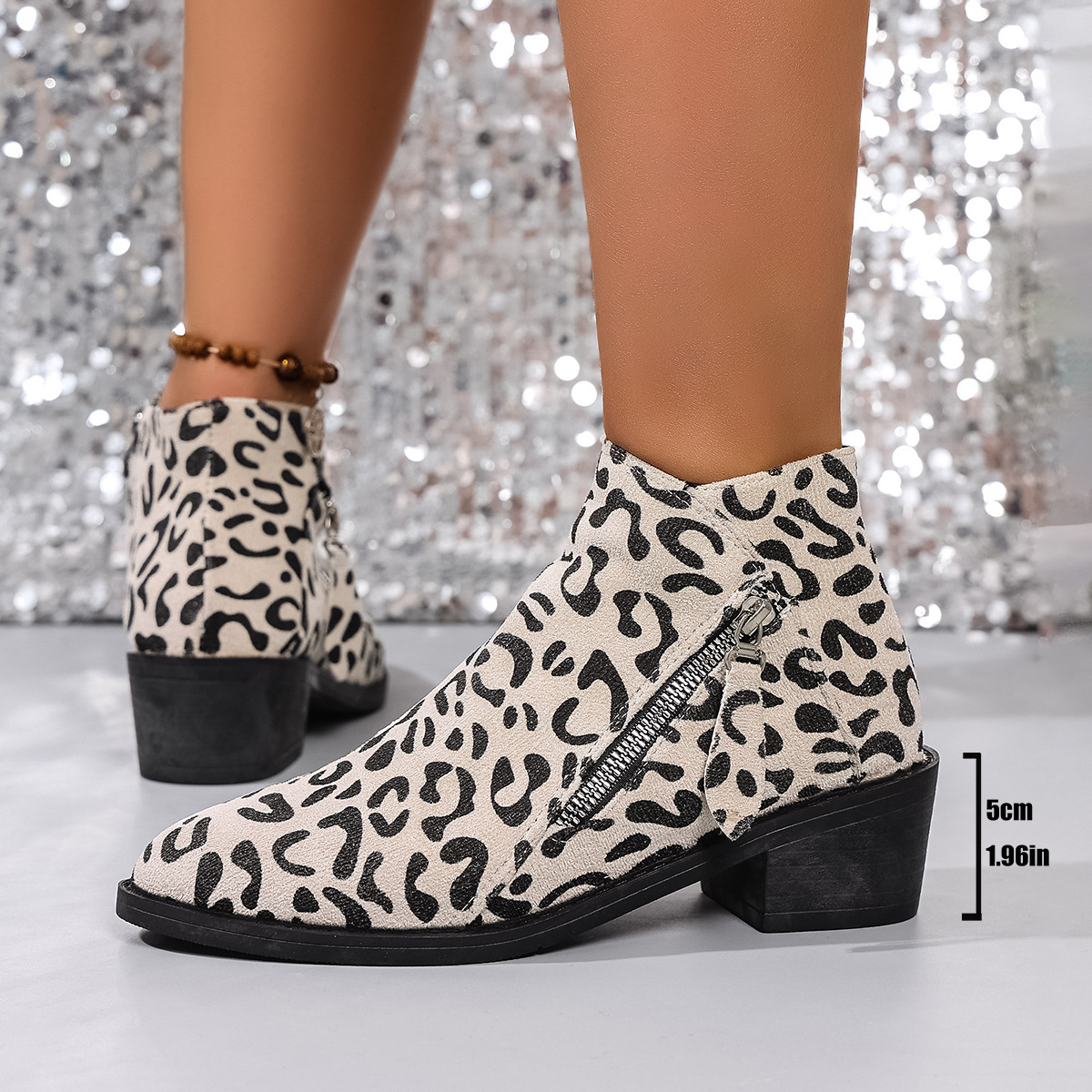 Ladies Chunky Heel Ankle Boots Large Size Pointed Toe