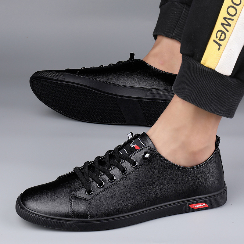Men's Flat Low-top Cowhide Casual Leather Shoes foto 4