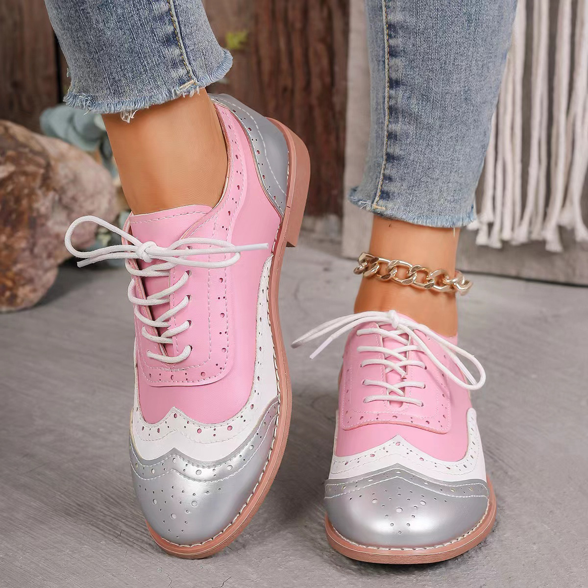 Flat Sneakers Wear-resistant Casual Low-top Lace-up Round Toe Single Shoes foto 4