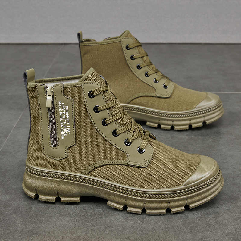 Hiking Boots Men's Side Zipper High-top Thicker Work Shoes foto 5