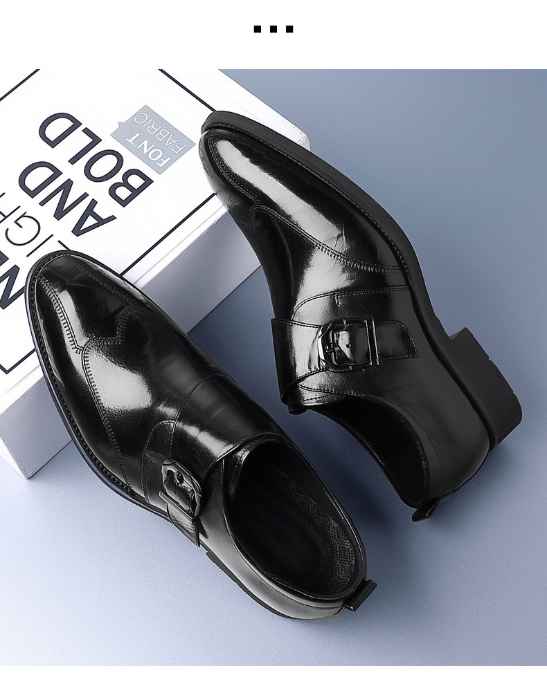 Casual Men's Buckle Color-changing Embroidered Leather Shoes foto 4