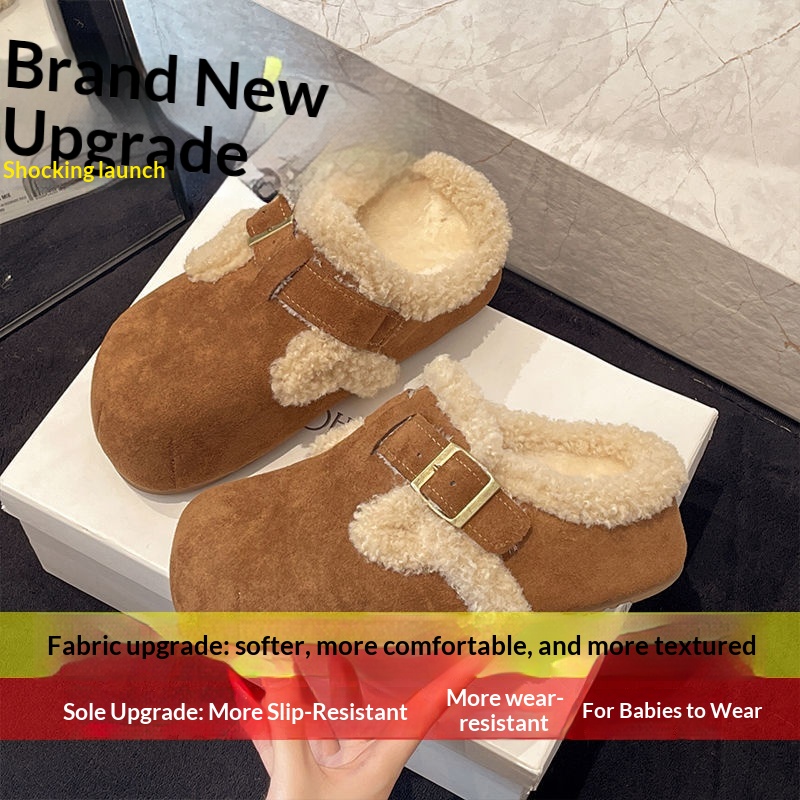 Baotou Semi-drag Fleece Lazy Cotton Slippers foto 5