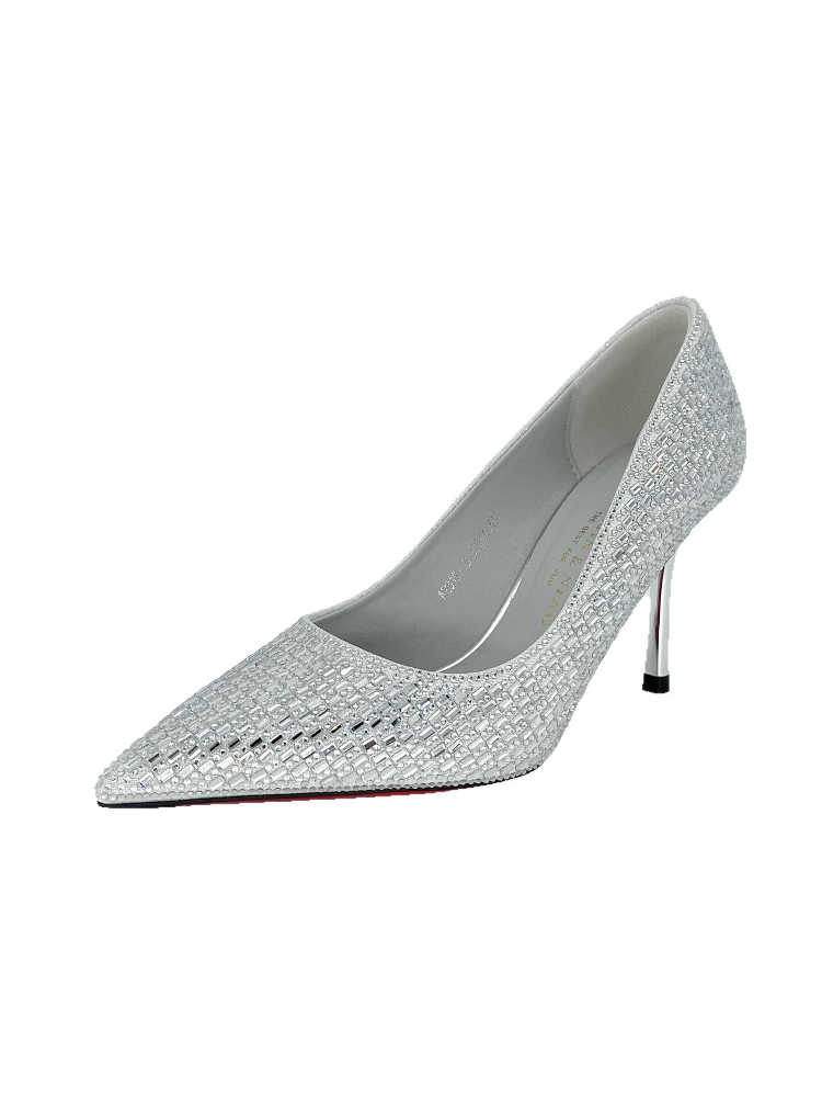 Pointed Stiletto Heel Silver High Heel Banquet Wedding Shoes foto 5