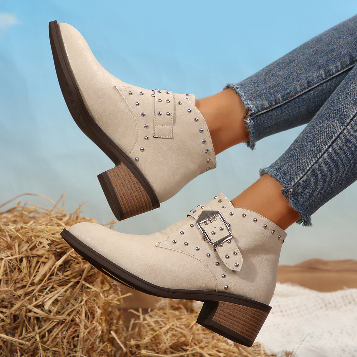 Mid-heel Boots Winter Pointed Toe Shafted foto 5
