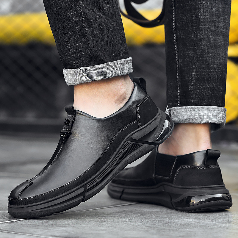 Thick-soled Business Leather Shoes Slip-on Plus Size Men's Low Cut Cowhide foto 4