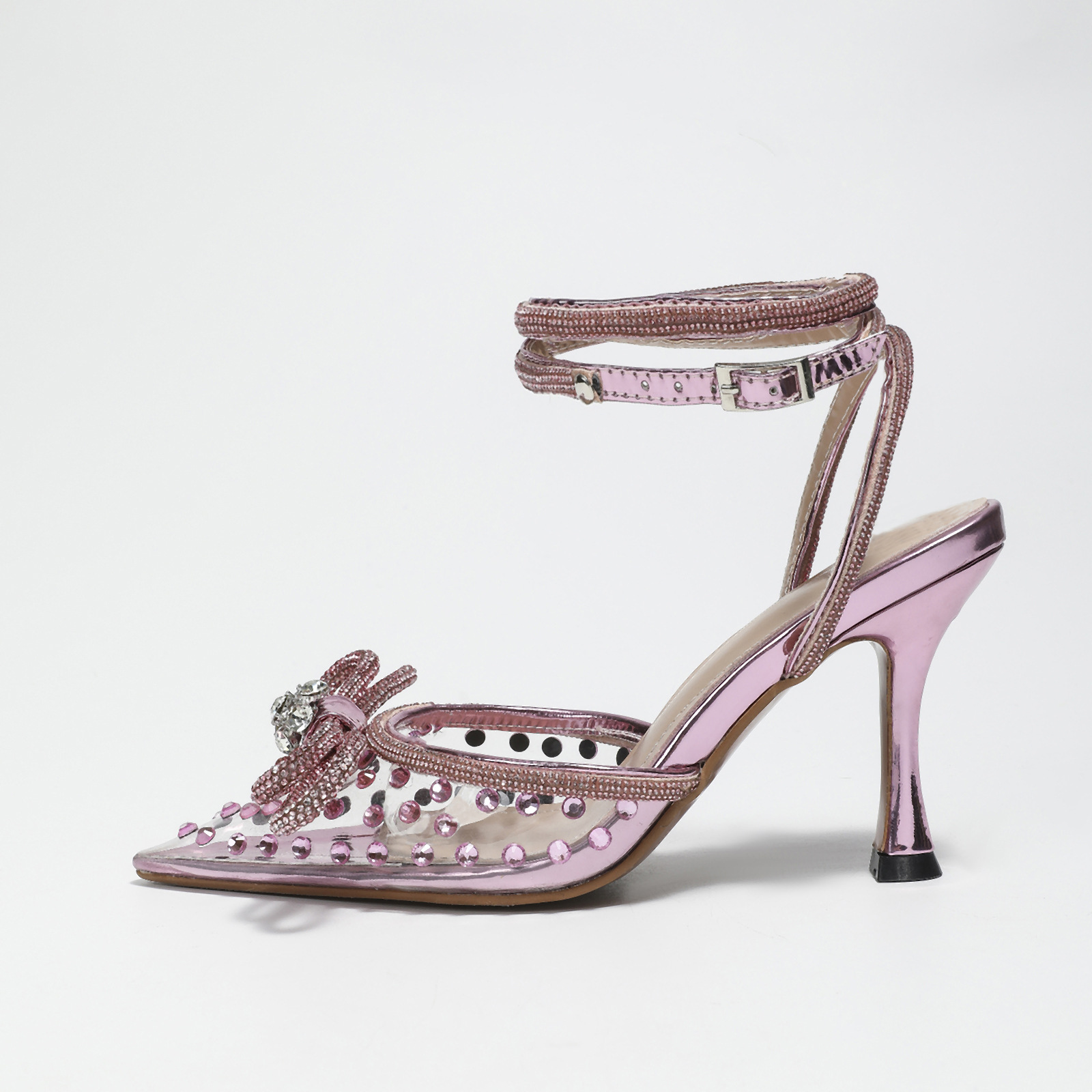 Mach New Summer Transparent Pink Stiletto Bow Women's Shoes foto 5