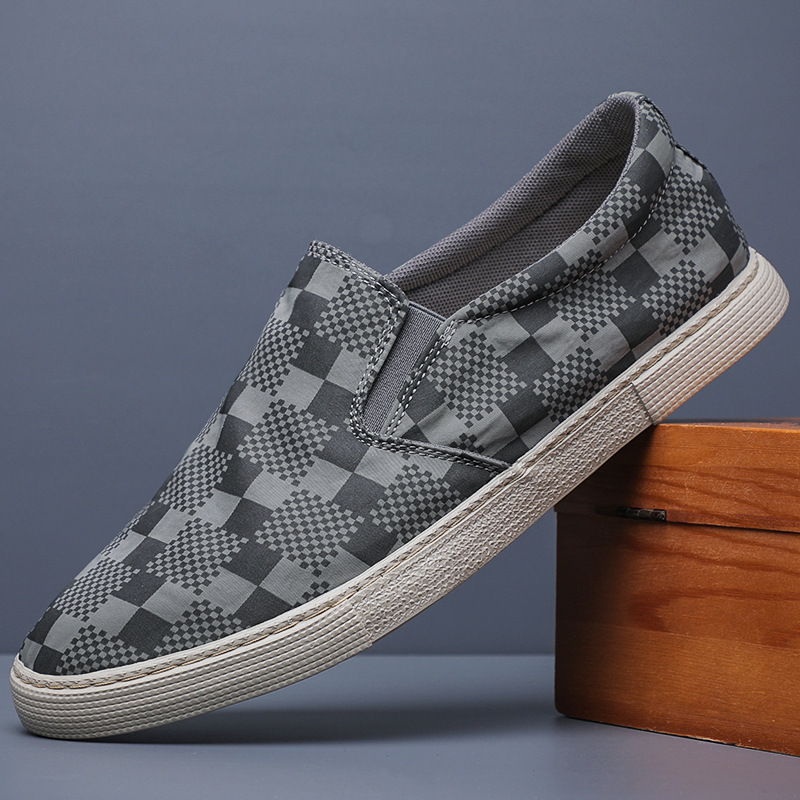 Men's Casual Checkered Canvas Board Shoes foto 2