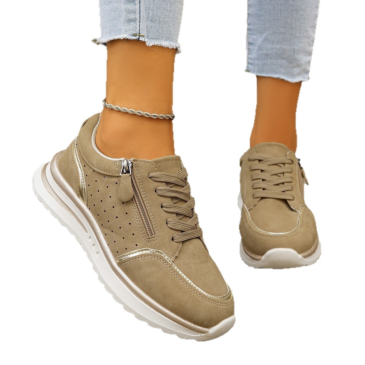 Side-zip Breathable Sneakers With A Chunky Sole For Comfort foto 2