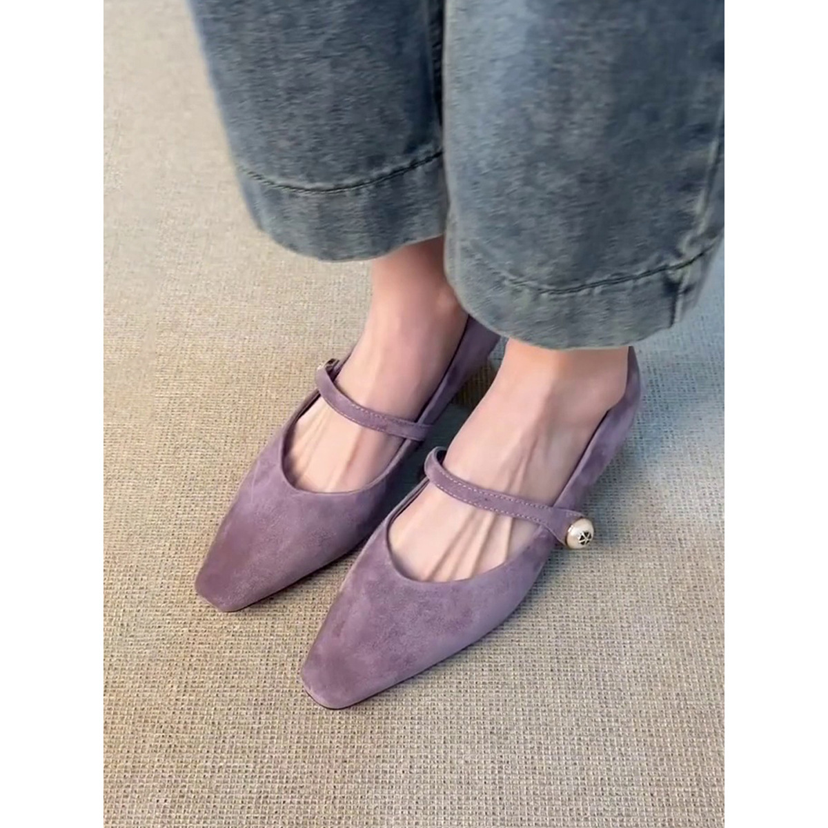 French-style Pointed-toe Slingback Mary Jane Shoes Womens Low-cut Design foto 3