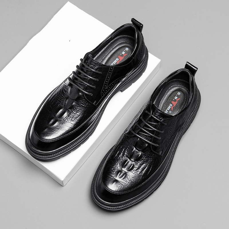 Genuine Leather Crocodile Pattern Men's Shoes Winter High-grade Leather Shoes foto 2