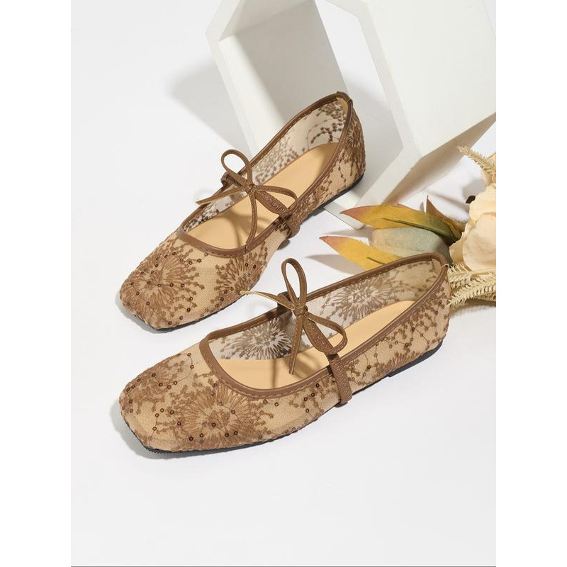 Flat Lace Mesh Breathable Mary Jane Evening Shoes foto 3