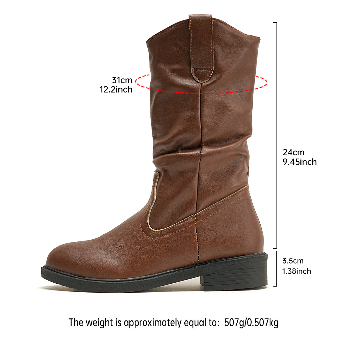 Vcut Pleated Midcalf Leather Boots foto 2