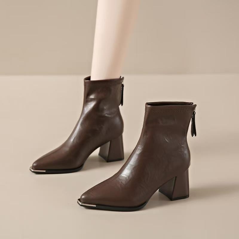 Pointed Toe Simple Fashion Chunky Heel Comfortable Retro All-matching Women's Boots foto 5
