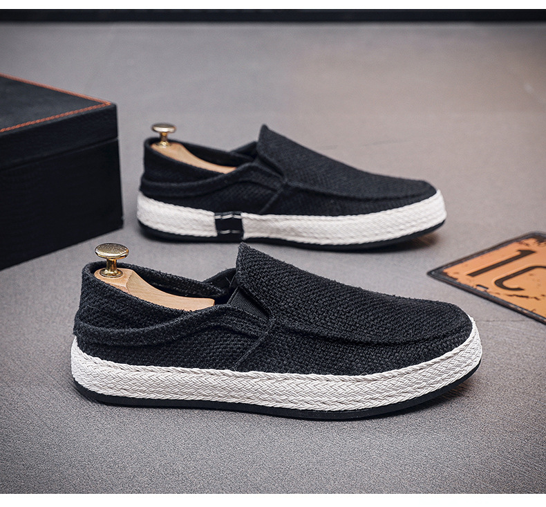 Linen Cloth Slip-on Lofter Casual Canvas Summer Stirrup Heel Men's Shoes foto 4