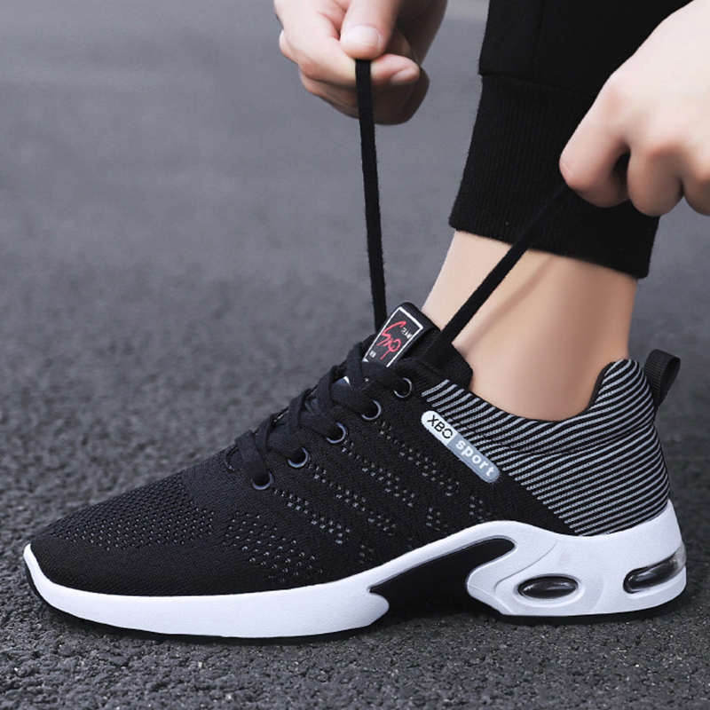 Fashion Mesh Shoes With Striped Design Men Outdoor Breathable Lace-up Sneakers Csual Lightweight Running Sports Shoes For Men foto 3