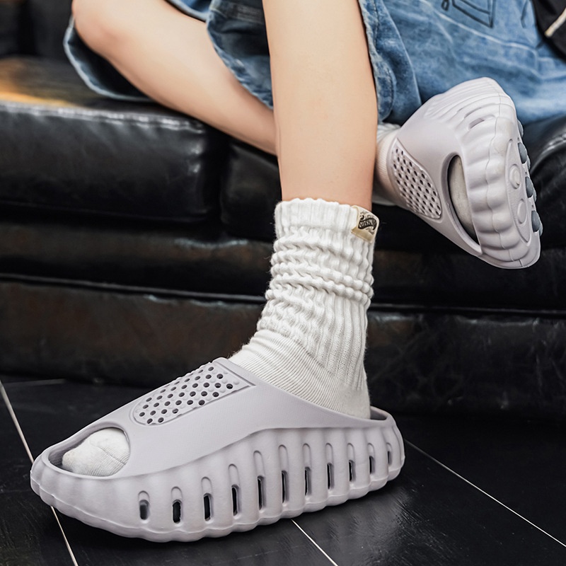 Dotted Massage Outsole For Non-slip And Wear-resistant Performancetwo-tone Couples Slide Sandals foto 3