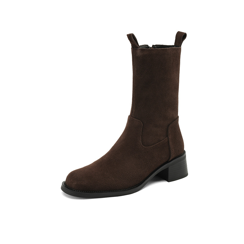 Womens Retro Western Flat Ankle Boots foto 3