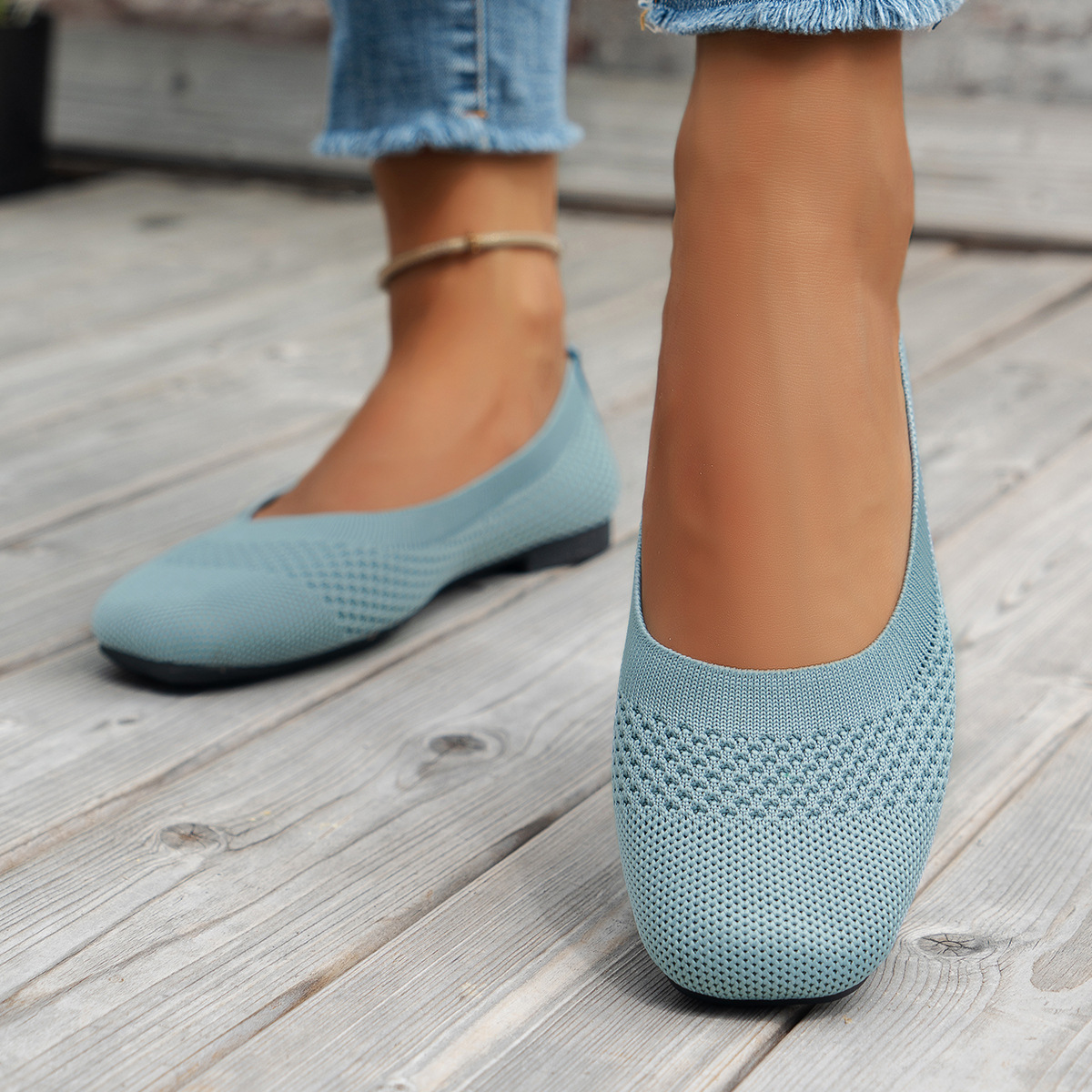 Large Size Flying Woven Women's Shoes Shallow Mouth Mesh Breathable foto 4