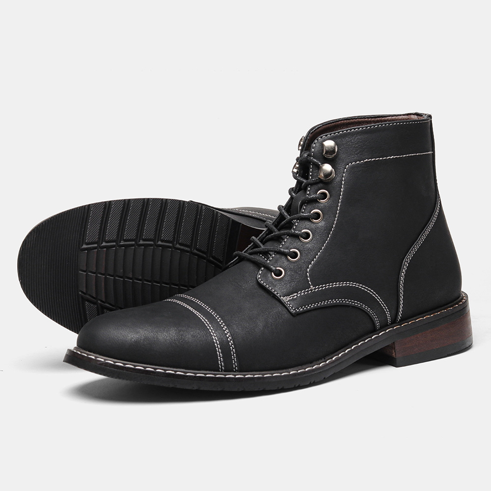 Mens Vintage Casual Leather Boots foto 5