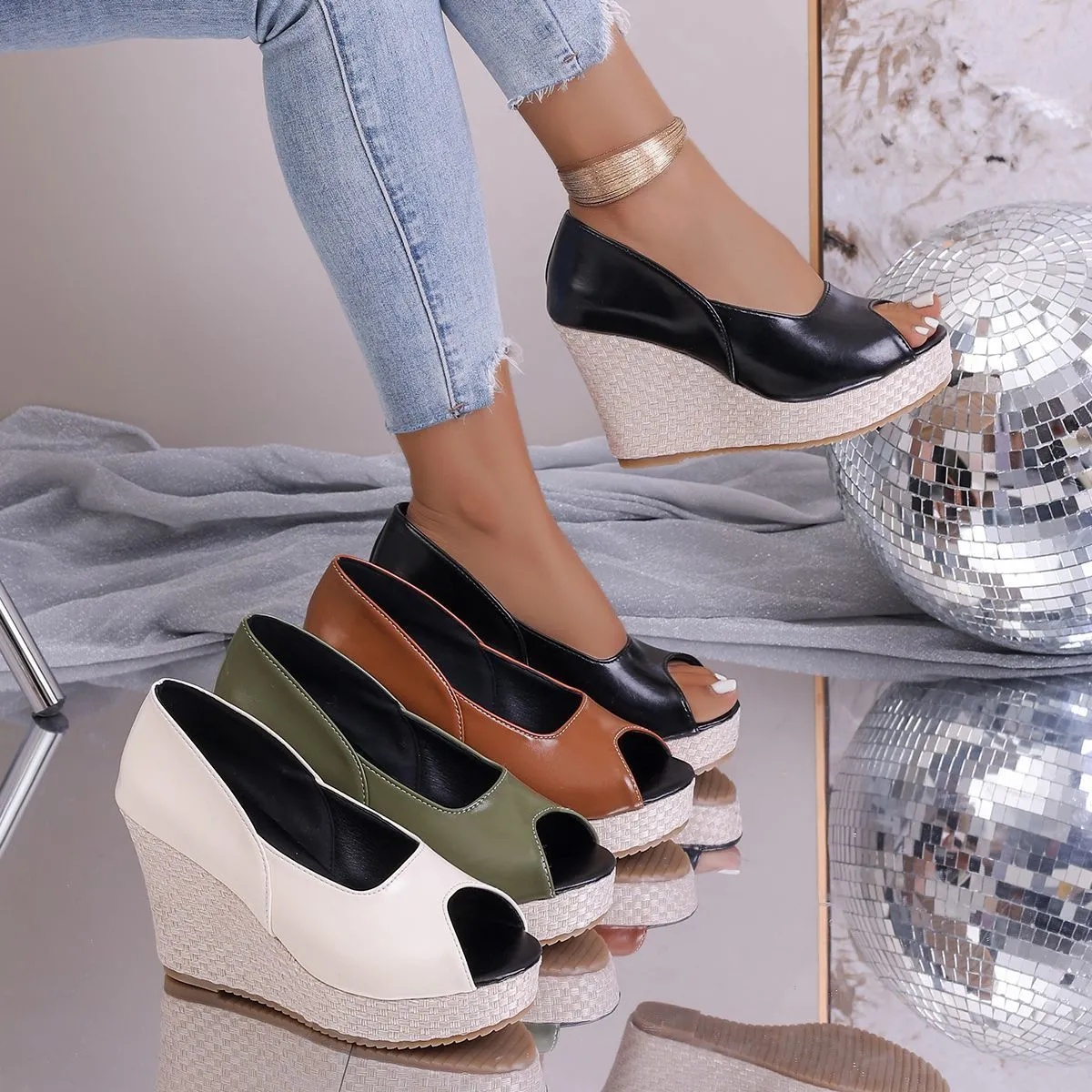Platform High-heeled Peep-toe Sandals foto 3