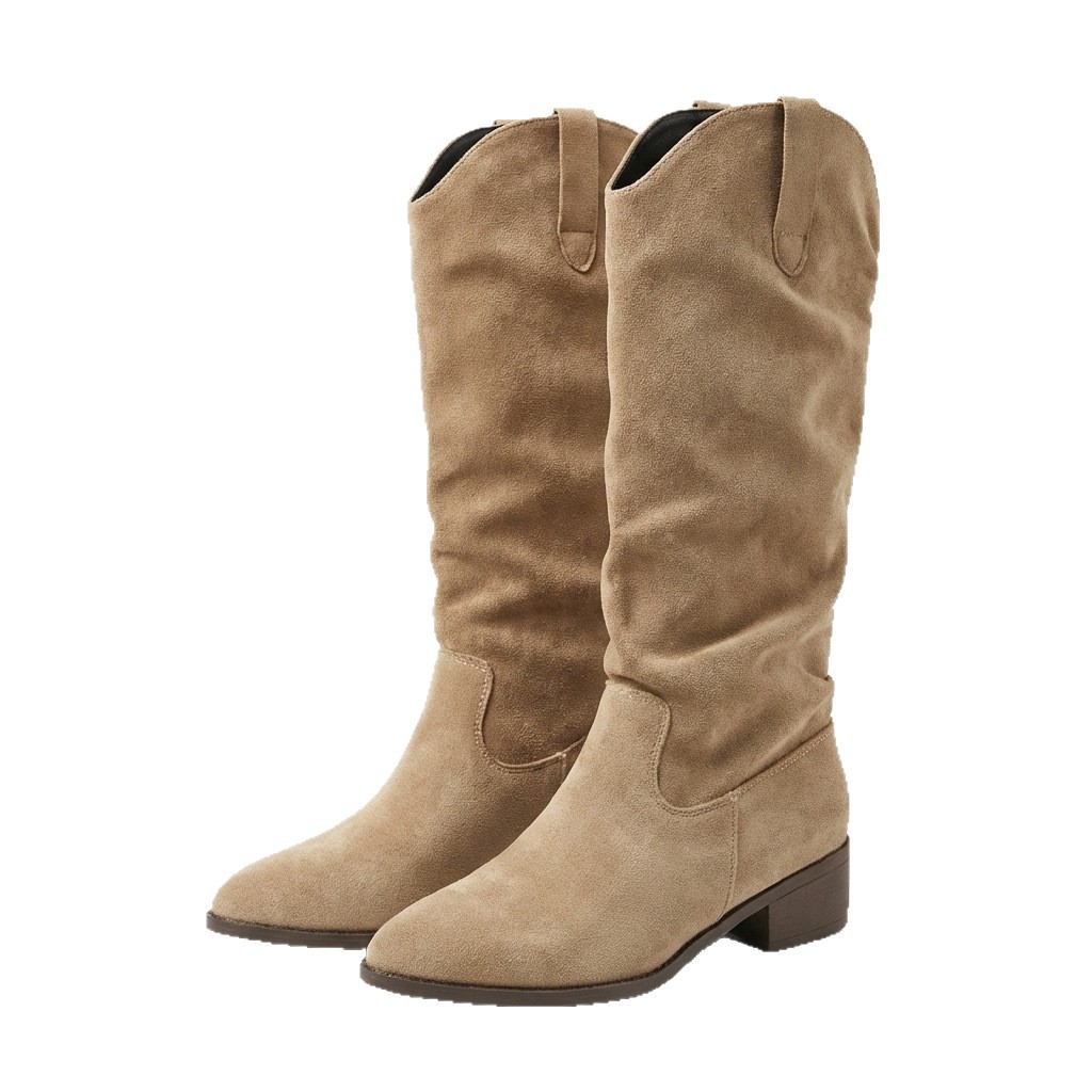 Retro-style Pointed-toe Womens Shoes Chunky-heeled High Niche Minimalist Versatile Boots foto 3