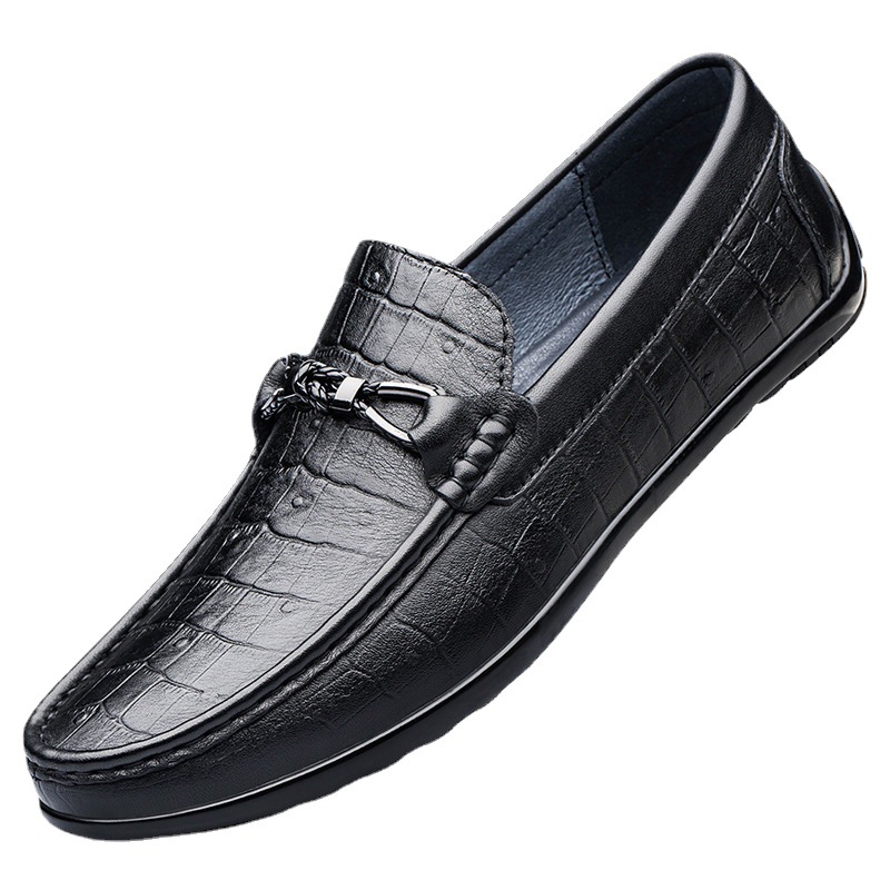 Round Toe Embossed Casual Leather Shoes Flat Heel foto 2