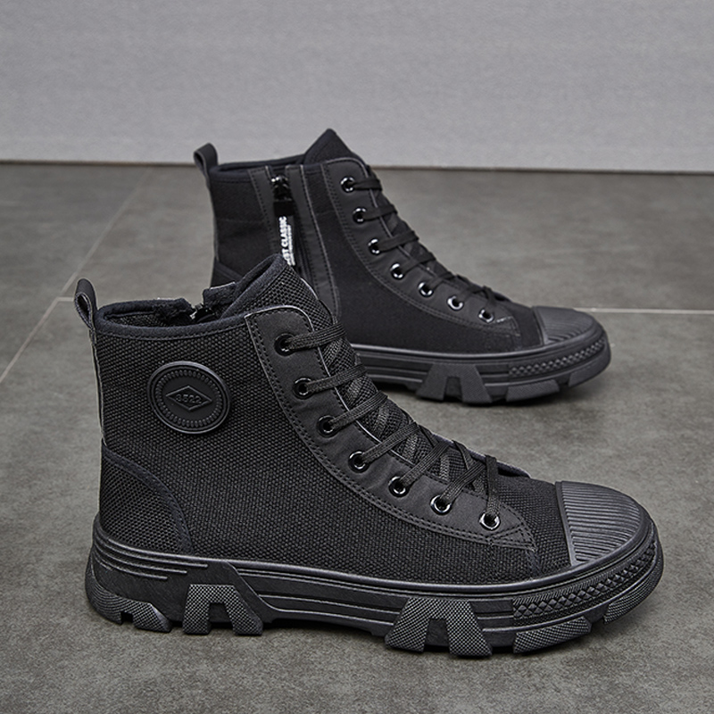 Breathable Men's High-top Non-slip Wear-resistant Side Zipper Protective Shoes foto 2