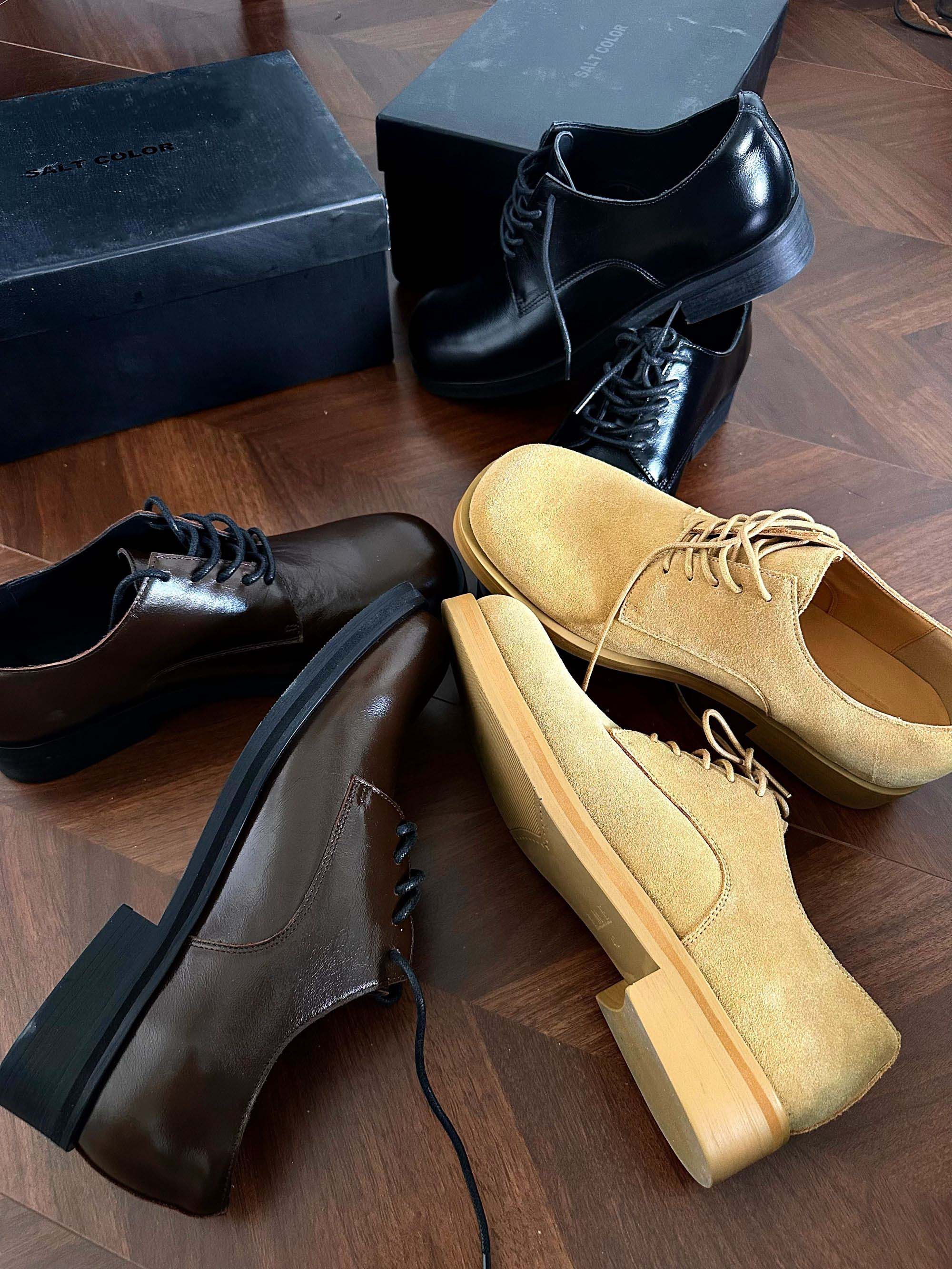 Retro Washed Artificial Leather Shoes Big Head Derby foto 2