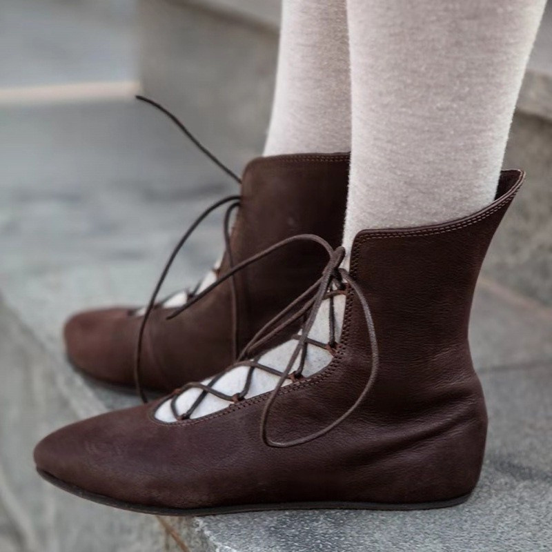 Women's Low-cut Leather Boots With Straps foto 3