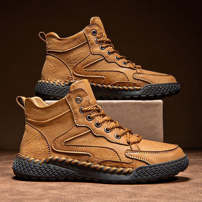 Men's Outdoor Sports And Leisure British High Top Leather Shoes foto 5