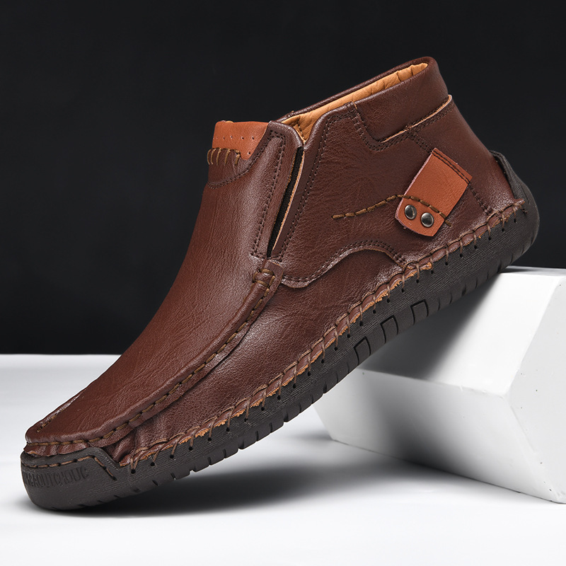 Flat Handmade Leather Shoes Spring High-top Plus Size foto 5