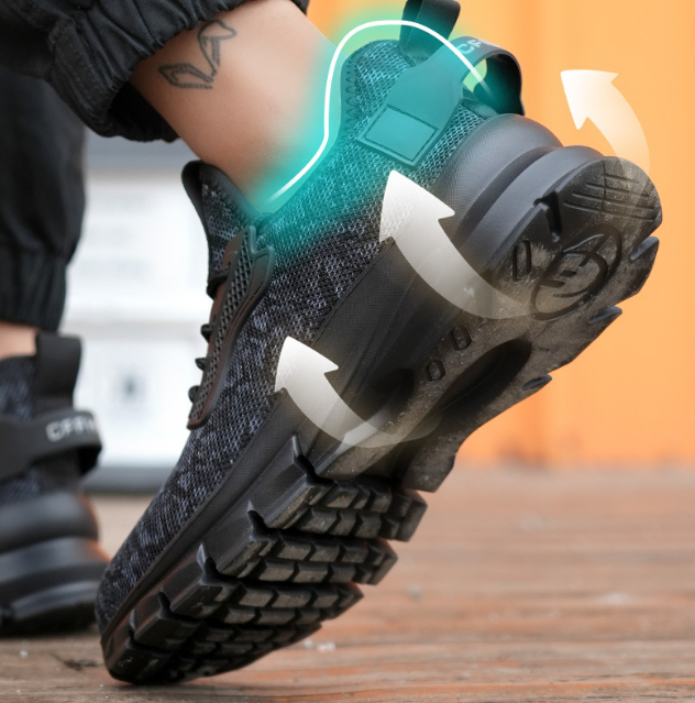 Camouflage Flying Woven Labor Protection Shoes With Steel Toe Caps foto 3