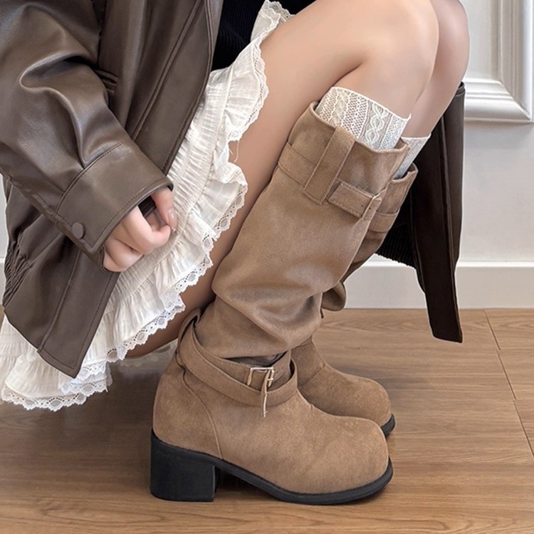 Women's Leather Pleated Pile Style Fashion Boots foto 4