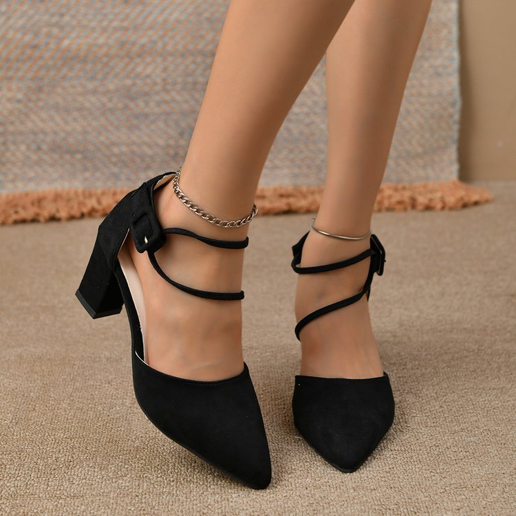 Korean Fashion Pointed Toe Buckle Strap High Heel Sandals foto 4