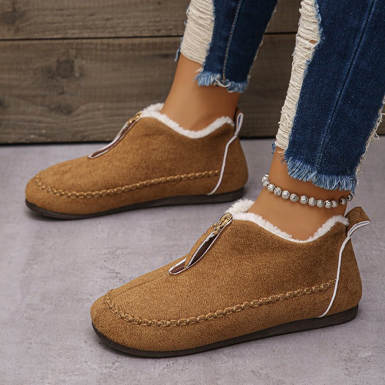 Cotton Boots Women's Casual Solid Color Suede Retro Large Size Snow Boots foto 3