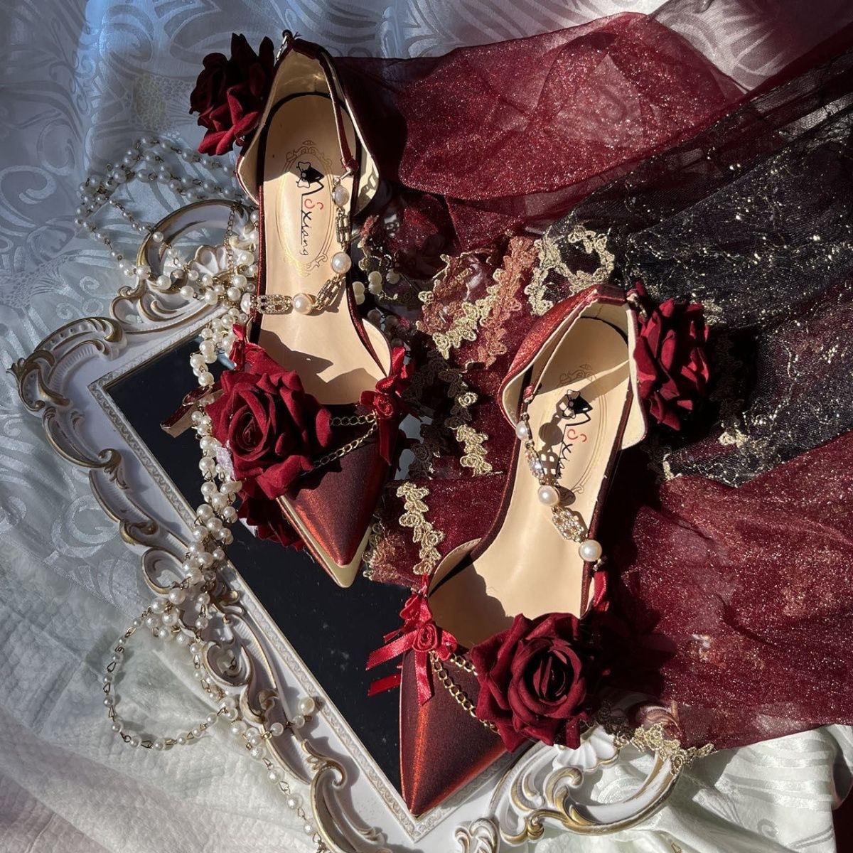 Ceremony Rose Chronicle Pointed High Heels Wedding Shoes Tea Party foto 3