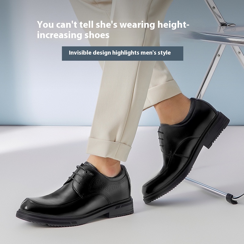 Height Increasing Insole 8cm Business Formal Wear Derby Shoes Genuine Leather Men's Shoes foto 5