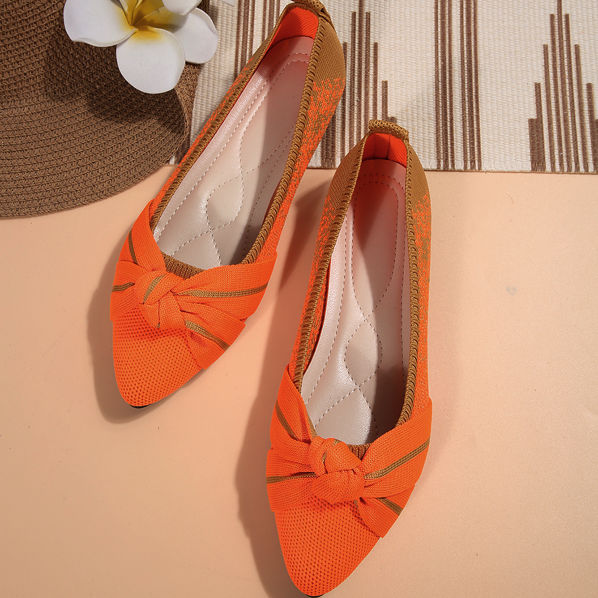 Womens Fashionable Slip-on Breathable Flat Shoes With A Bow foto 3
