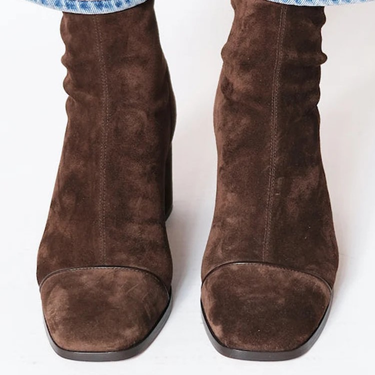Winter Fashion High Heel Suede British Style Square Toe Women's Boots foto 2