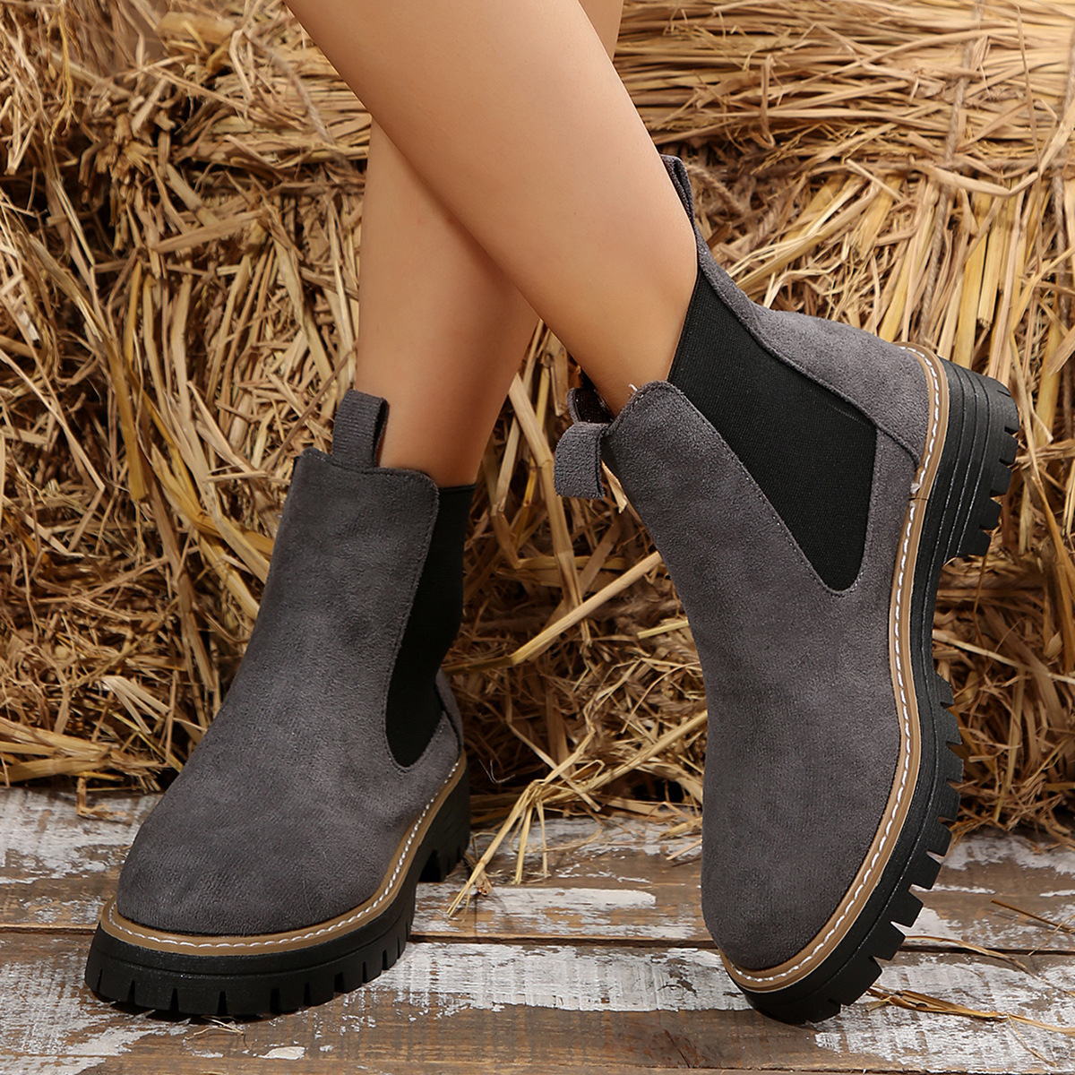 Frosted Mid-ankle Chelsea Bootsstylish, Casual, And Versatile Women's Boots foto 4