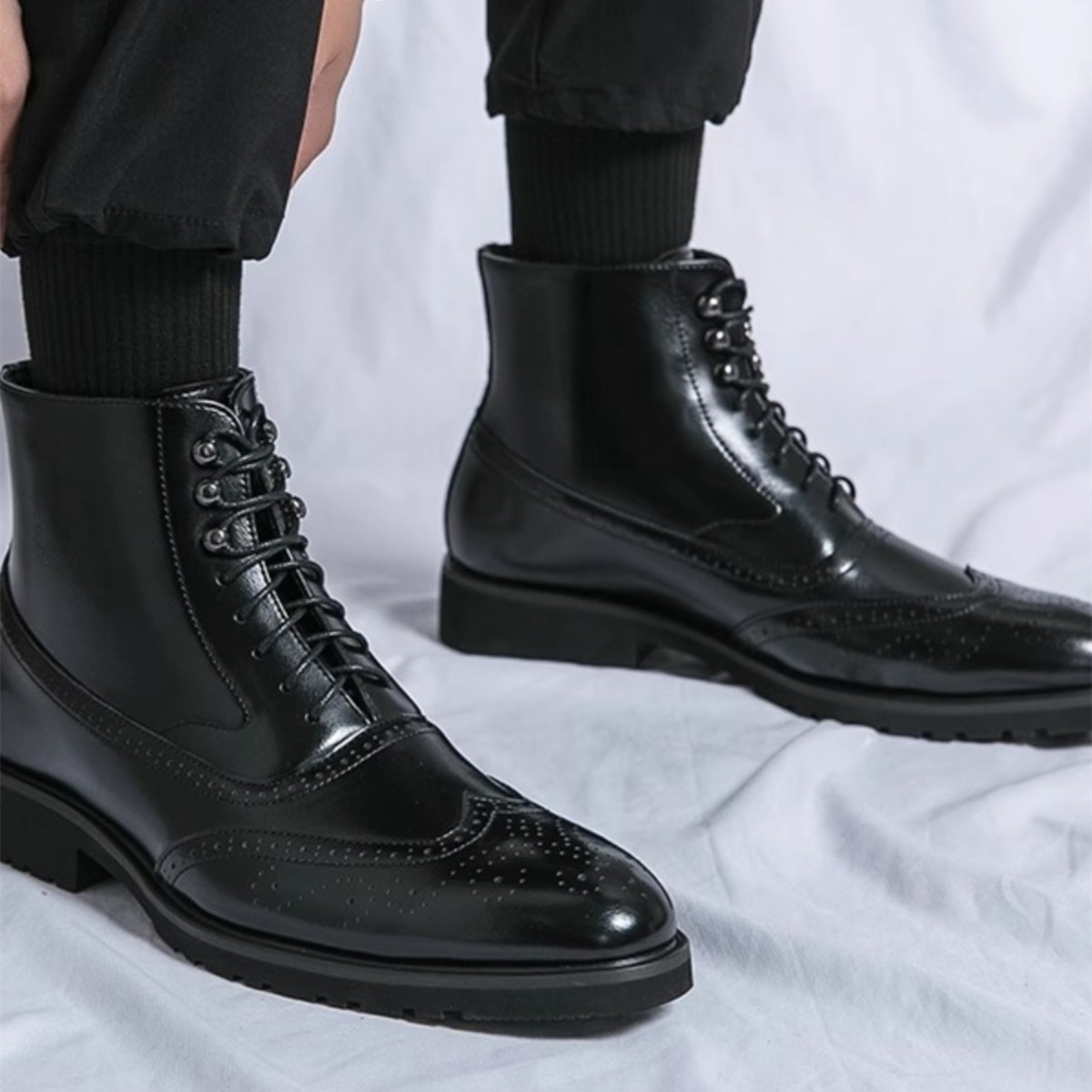 Mens Fashion Thick Sole Mid Top Work Shoes foto 5