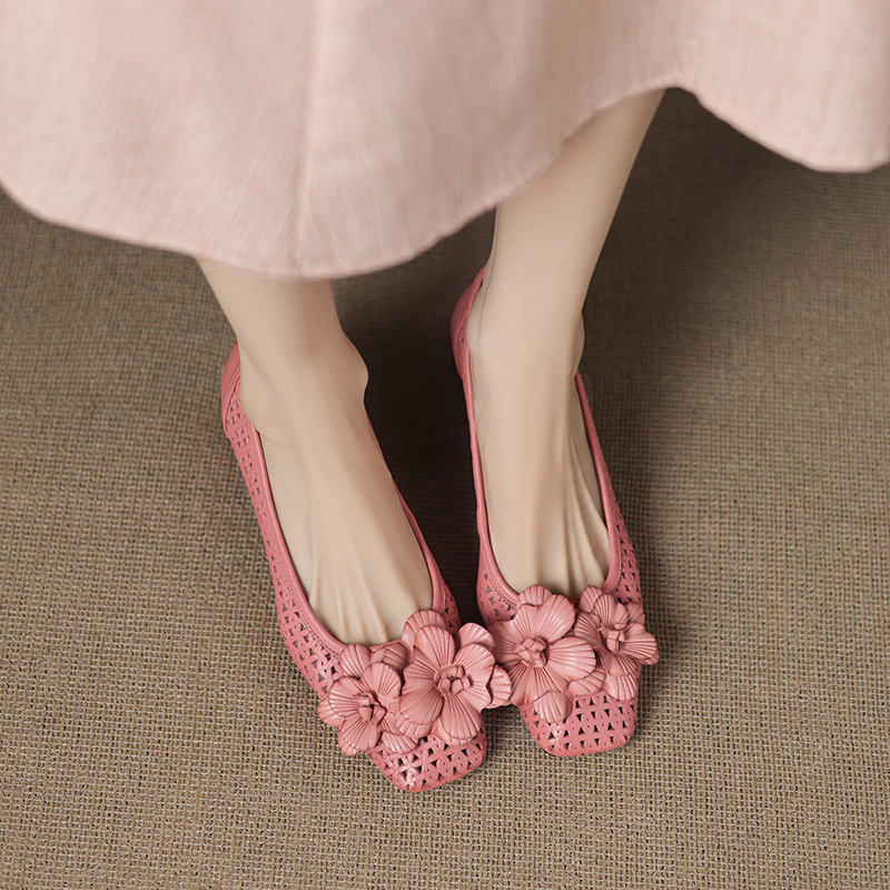 Authentic Leather Weave Cool Pumps Hollow Pumps Large Size Women's Shoes foto 2