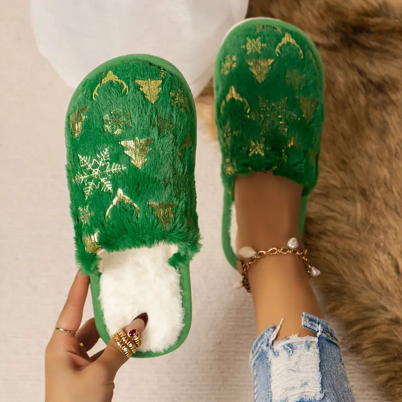 Christmas Plush Closed Toe Open Toe Cotton Slippers foto 2