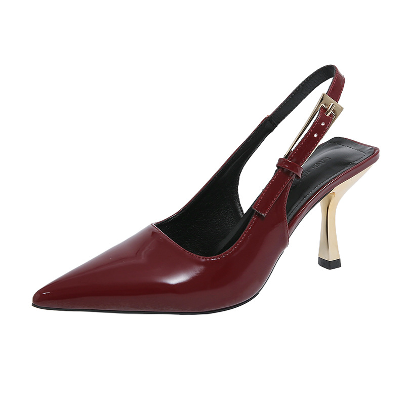 Fairy-style Stiletto-heel Pointed-toe Open-back Closed-toe Sandals foto 4