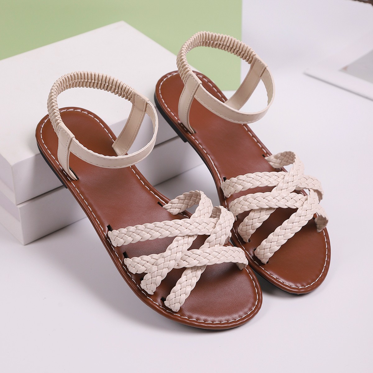 Plus-size Woven-strap Flat Sandals For Women foto 5