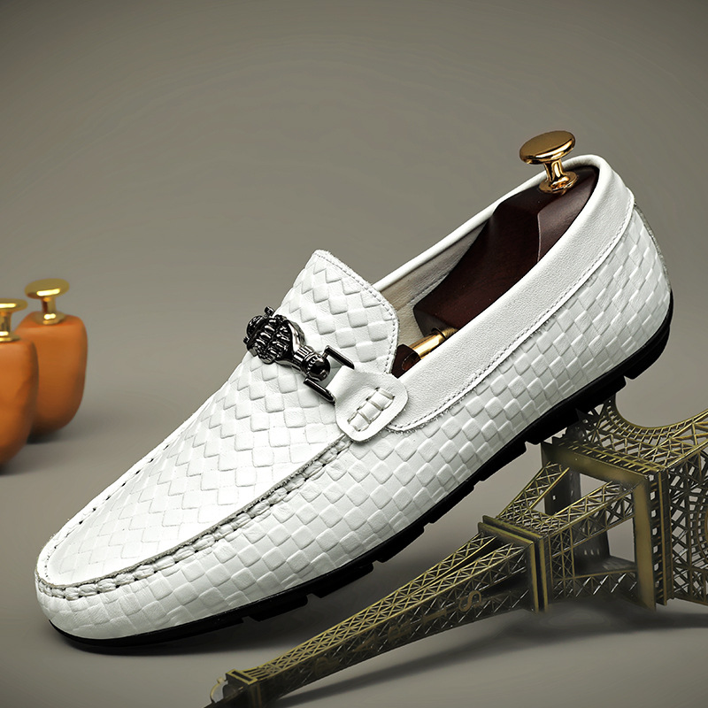 Spring And Summer White Lazy Doug Shoes Men's British Casual Leather Shoes foto 2
